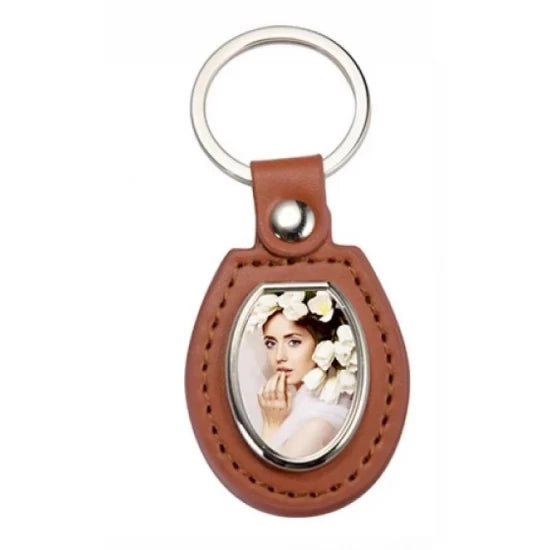 PU Oval Key Chain (Brown)