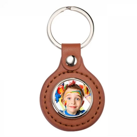 PU Round Key Chain (Brown)