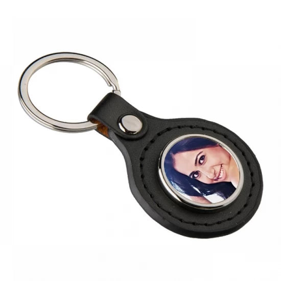 PU Round Key Chain  black