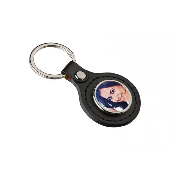 PU Round Key Chain  black