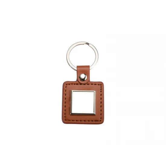 PU Square Key Chain (Brown)