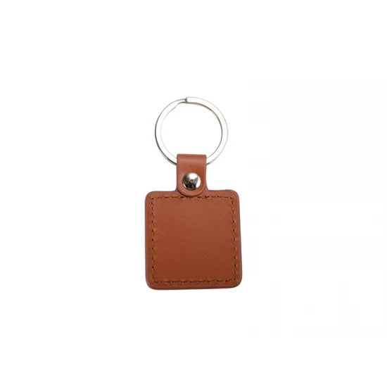 PU Square Key Chain (Brown)