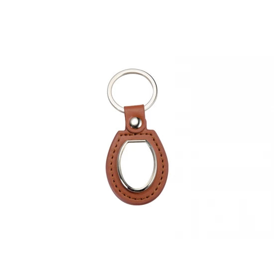 PU Oval Key Chain (Brown)