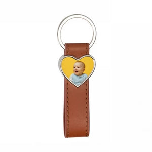 Strip PU Heart Key Chain (Brown)