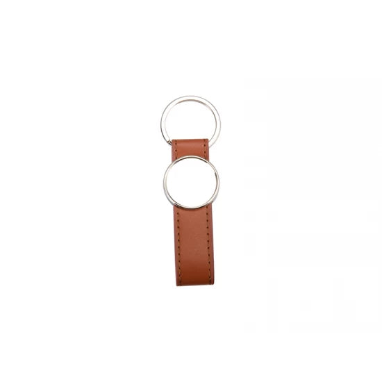 Strip PU Round Key Chain (Brown)