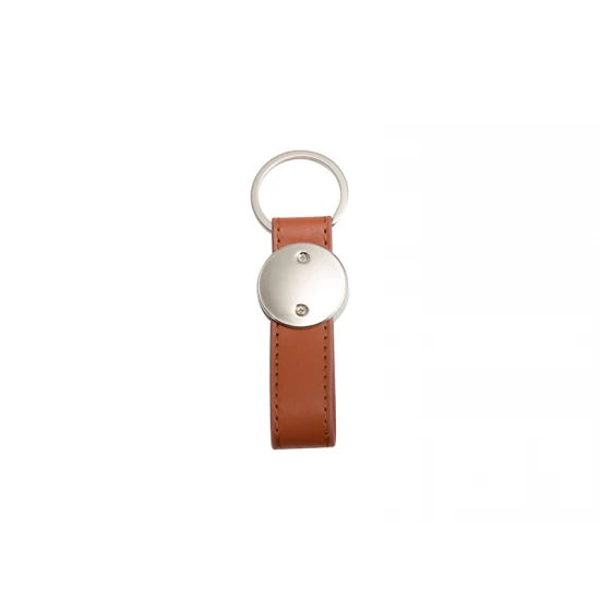 Strip PU Round Key Chain (Brown)