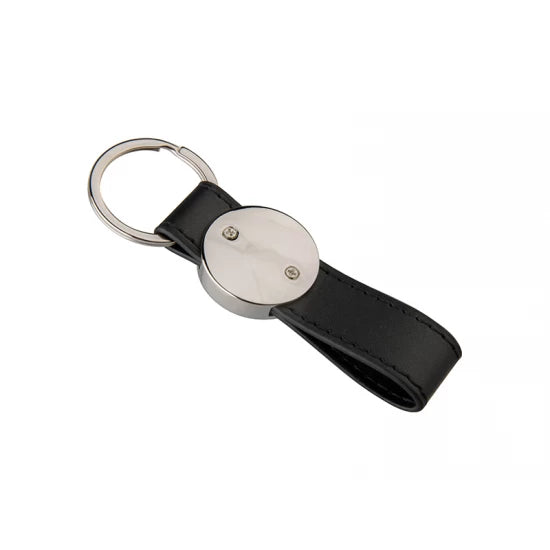 Strip PU Round Key Chain