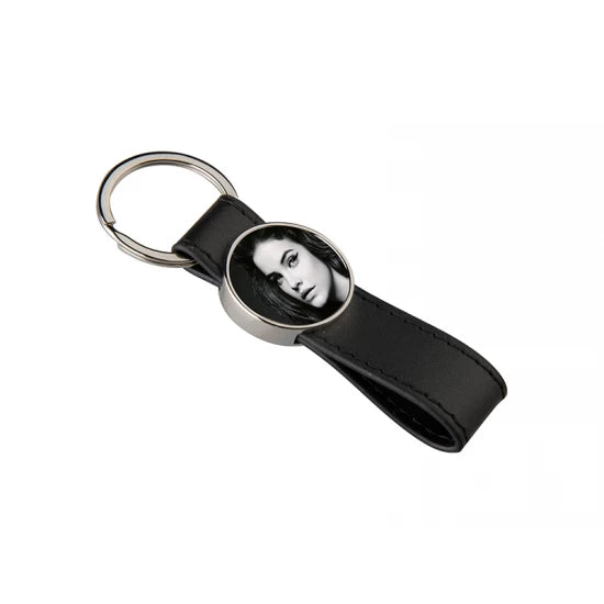 Strip PU Round Key Chain