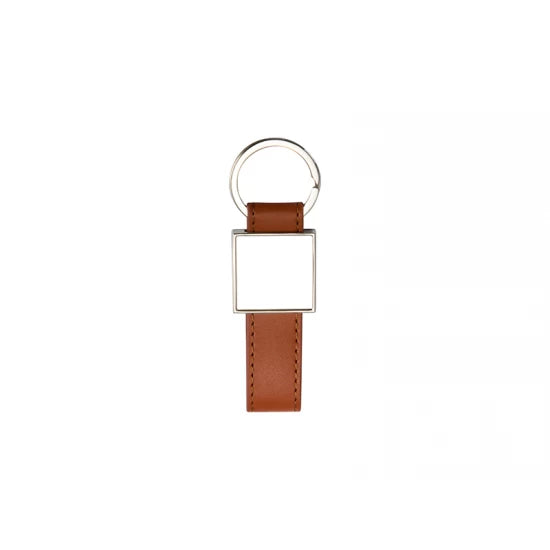 Strip PU Square Key Chain (Brown)