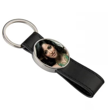 Strip PU Oval Key Chain