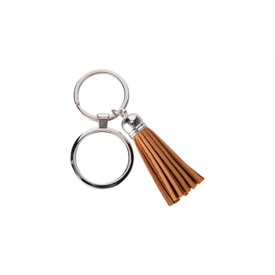 Round Key Chain w/ Short Tassel (Brown)