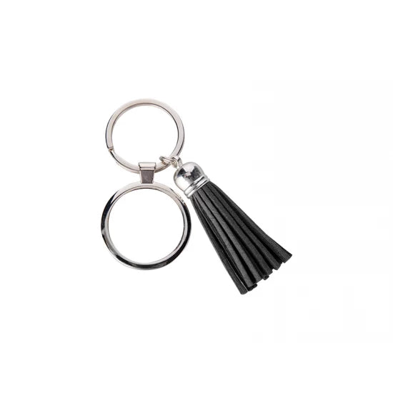 Round Key Chain w/ Short Tassel (Black)