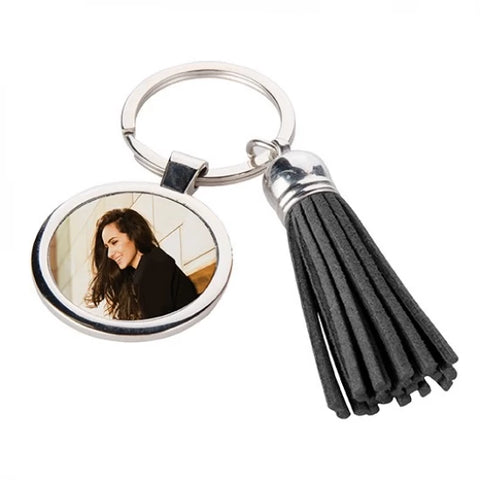 Round Key Chain w/ Short Tassel (Black)