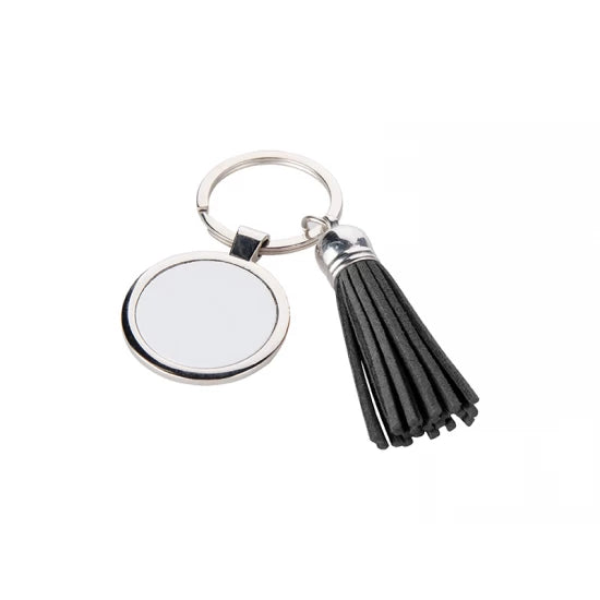 Round Key Chain w/ Short Tassel (Black)