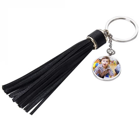 Round Key Chain w/ Long Tassel(Black)