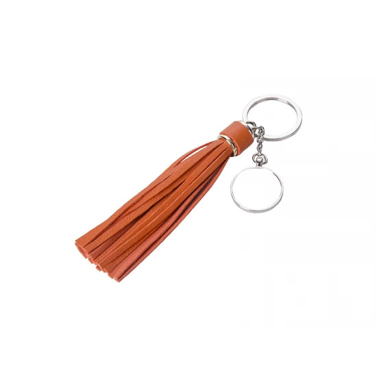 Round Key Chain w/ Long Tassel (Orange)