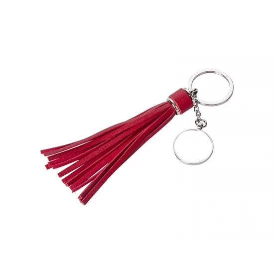 Round Key Chain w/ Long Tassel (Red)