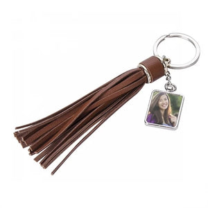 Square Key Chain w/ Long Tassel (Brown)