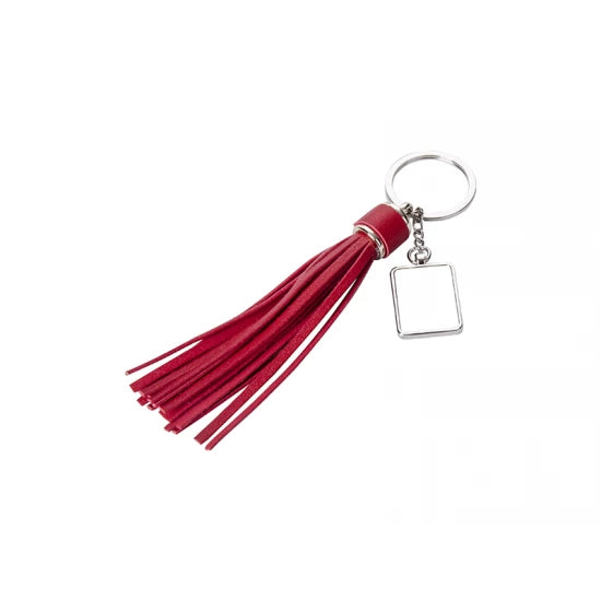 Square Key Chain w/ Long Tassel (Red)