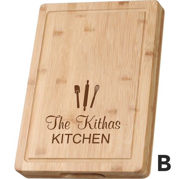 PERSONALIZED BAMBOO BLOCK CUTTING BOARD