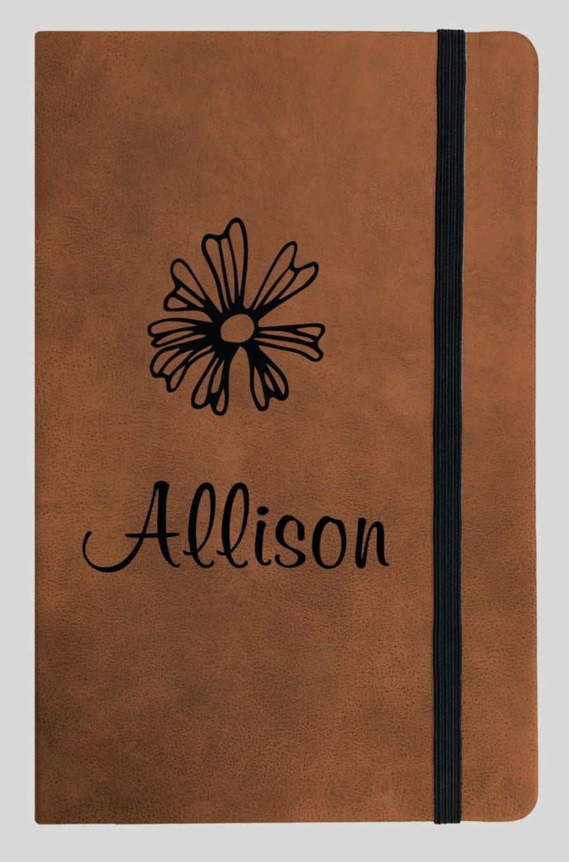 Personalized Tan Faux Leather Notebook Large A5