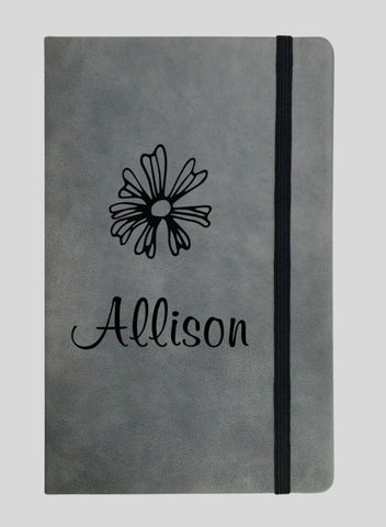 Personalized Grey Faux Leather Notebook Large A5