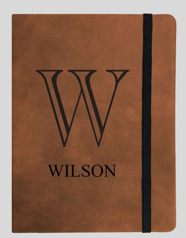 Personalized Tan Faux Leather Notebook Small A6