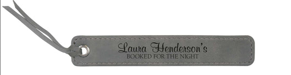 Personalized Grey Faux Leather Bookmark