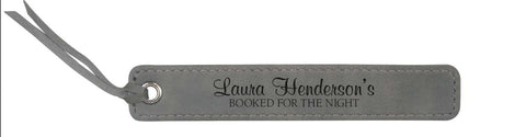 Personalized Grey Faux Leather Bookmark