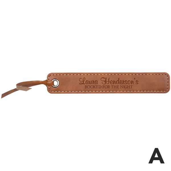 Personalized Tan Faux Leather Bookmark