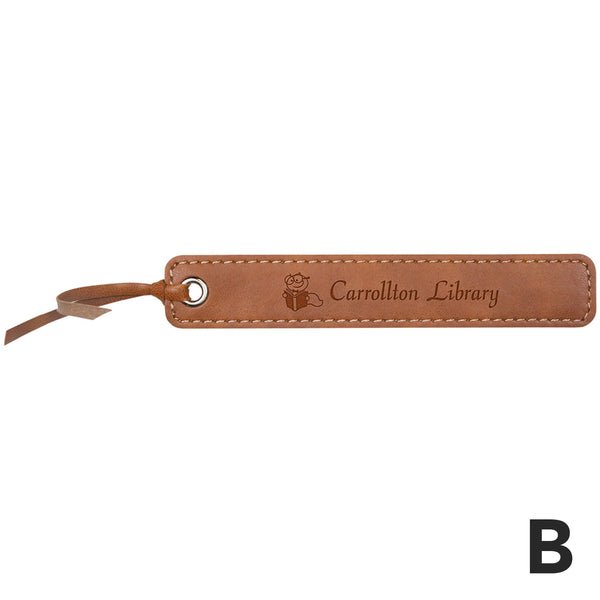 Personalized Tan Faux Leather Bookmark