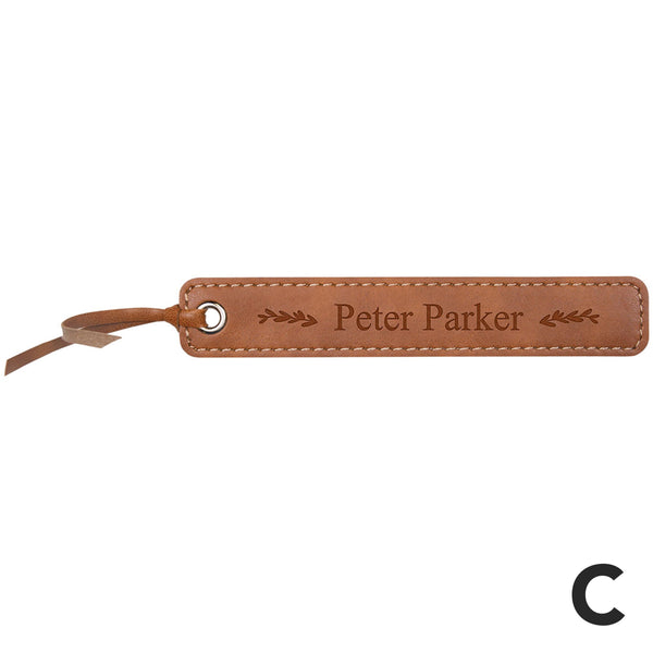 Personalized Tan Faux Leather Bookmark