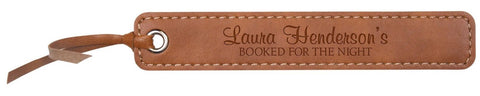 Personalized Tan Faux Leather Bookmark