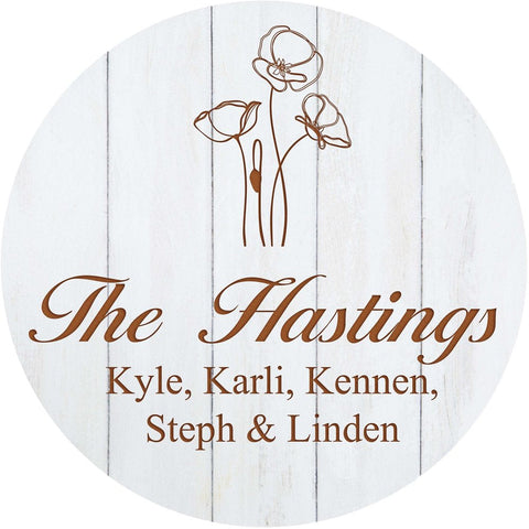 Personalized White Faux Wood Circle Sign