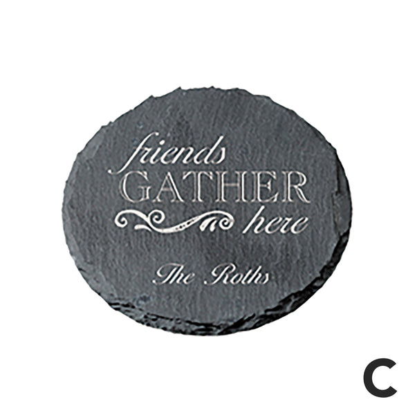 Personalized Circle Slate Coaster, 4-pack