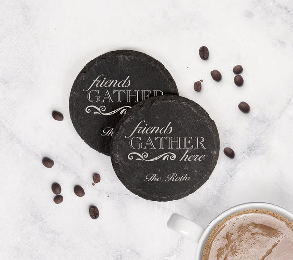 Personalized Circle Slate Coaster, 4-pack