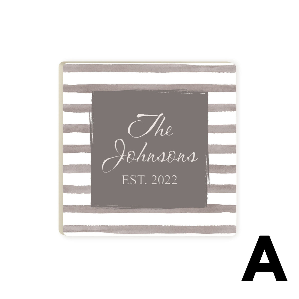 Personalized Striped Ceramic Coaster