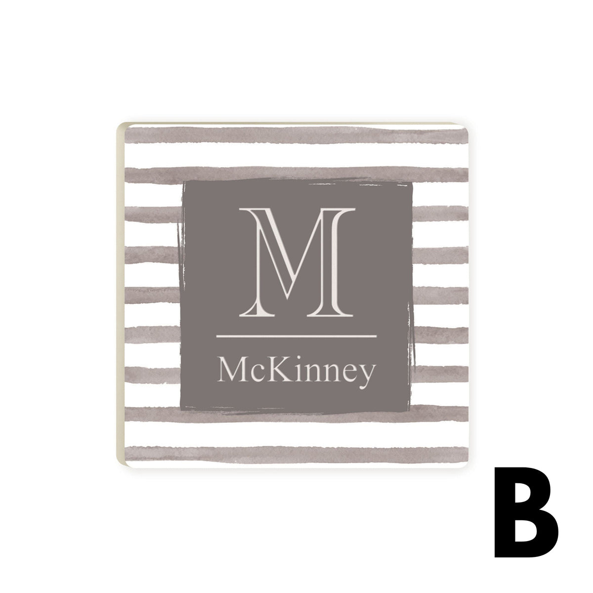 Personalized Striped Ceramic Coaster