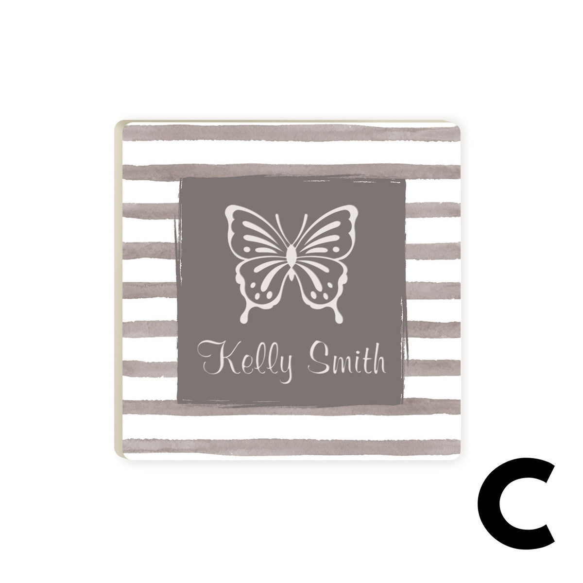 Personalized Striped Ceramic Coaster