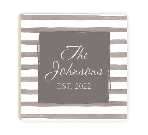 Personalized Striped Ceramic Coaster