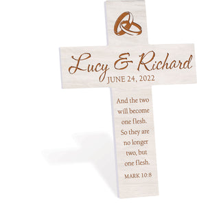 Personalized Light Faux Wood Cross