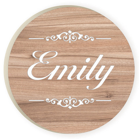 Personalized Faux Woodgrain Car Coaster