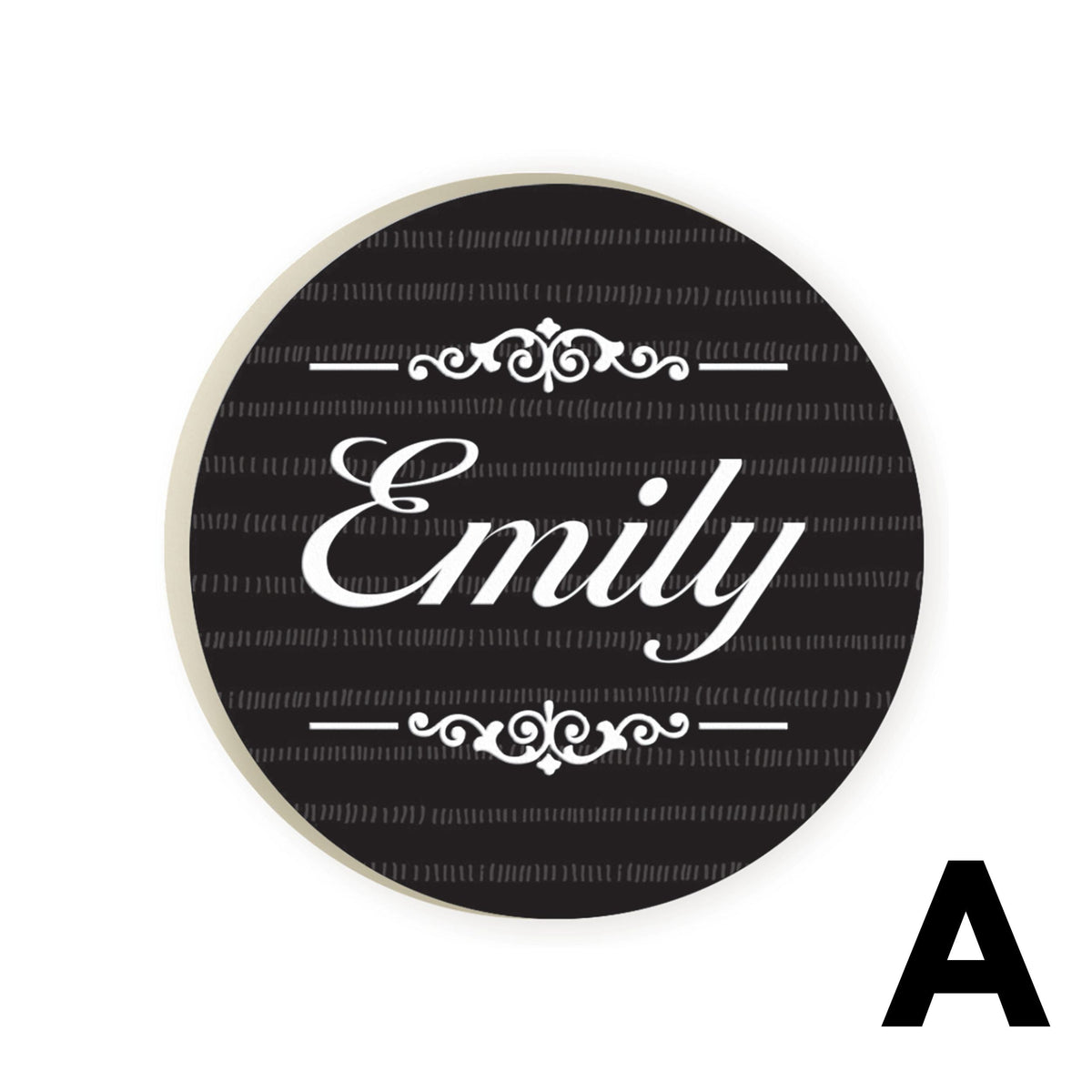 Personalized Black Striped Car Coaster