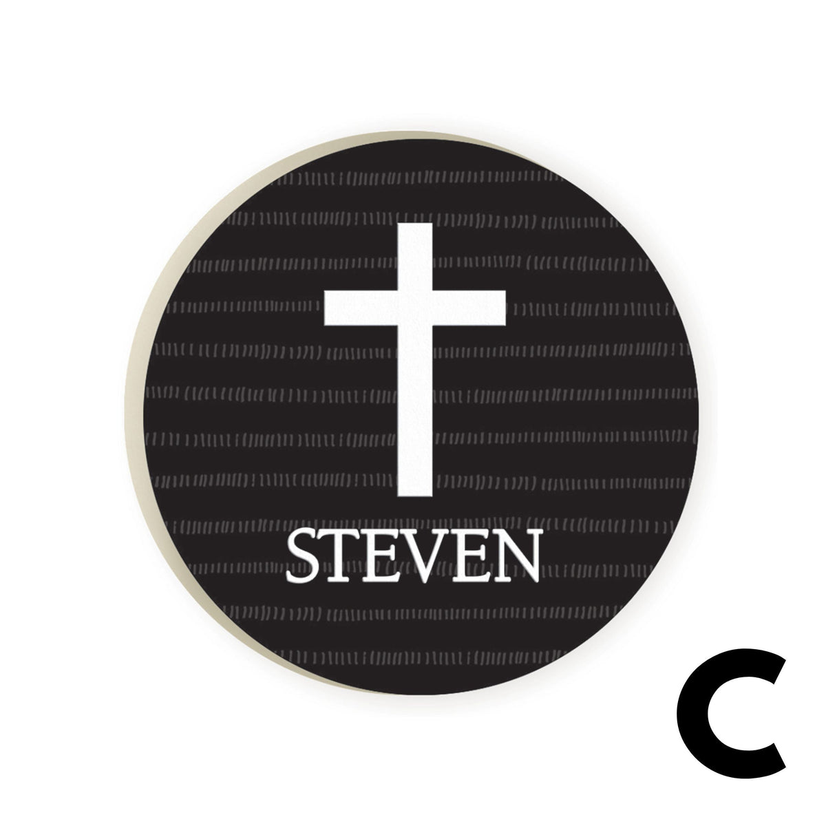 Personalized Black Striped Car Coaster
