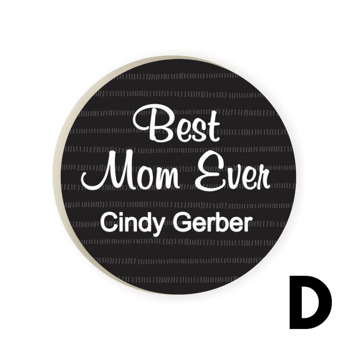 Personalized Black Striped Car Coaster