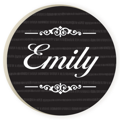 Personalized Black Striped Car Coaster