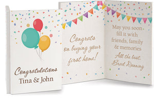 Personalized Confetti & Balloons Wooden Keepsake Card