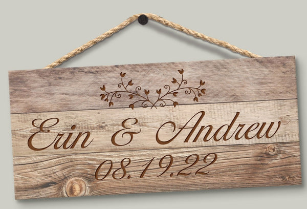 Personalized Light Faux Wood Hanging Sign