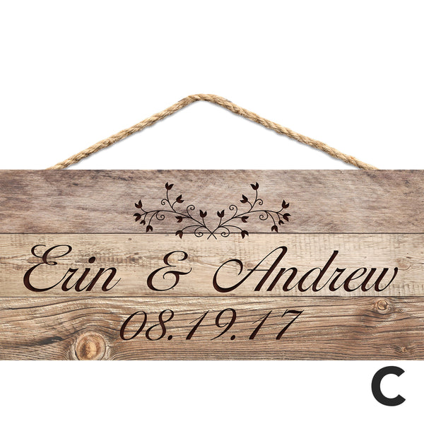 Personalized Light Faux Wood Hanging Sign