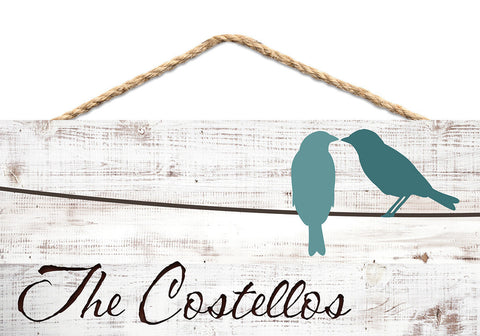 Personalized Birds Hanging Sign